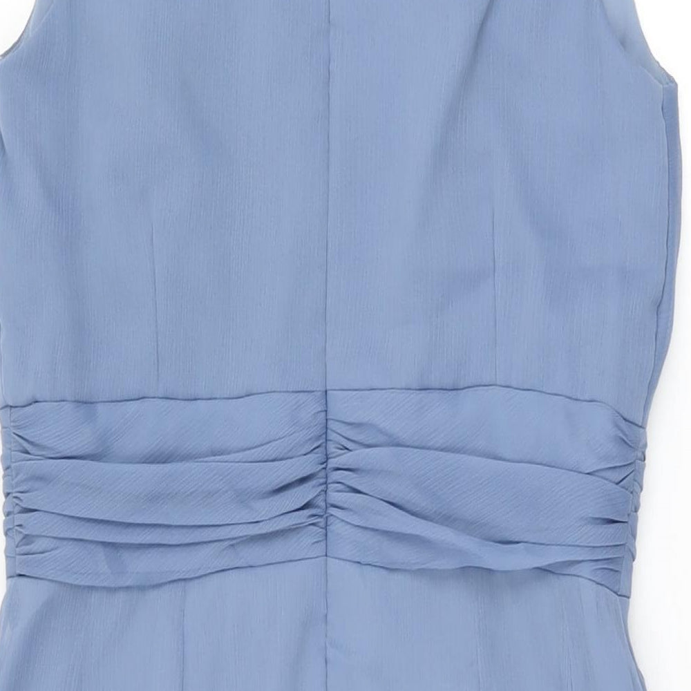 Lela Rose Womens Blue Polyester Bodycon Size 12 Cowl Neck Zip