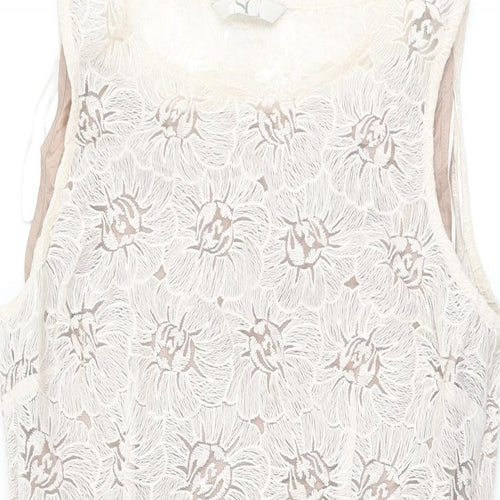 BHS Womens Black Floral Nylon A-Line Size 16 Round Neck Zip