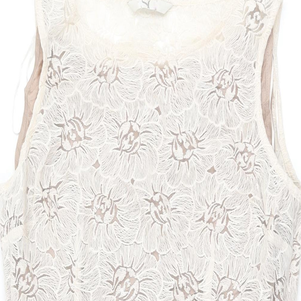 BHS Womens Black Floral Nylon A-Line Size 16 Round Neck Zip