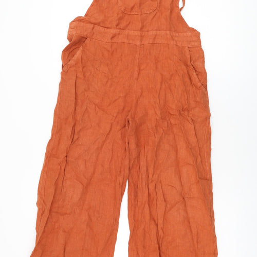 Clandestino Womens Orange Linen Jumpsuit One-Piece Size M L29 in Zip