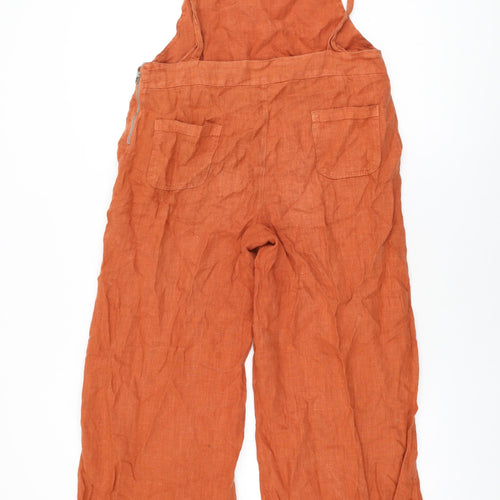 Clandestino Womens Orange Linen Jumpsuit One-Piece Size M L29 in Zip