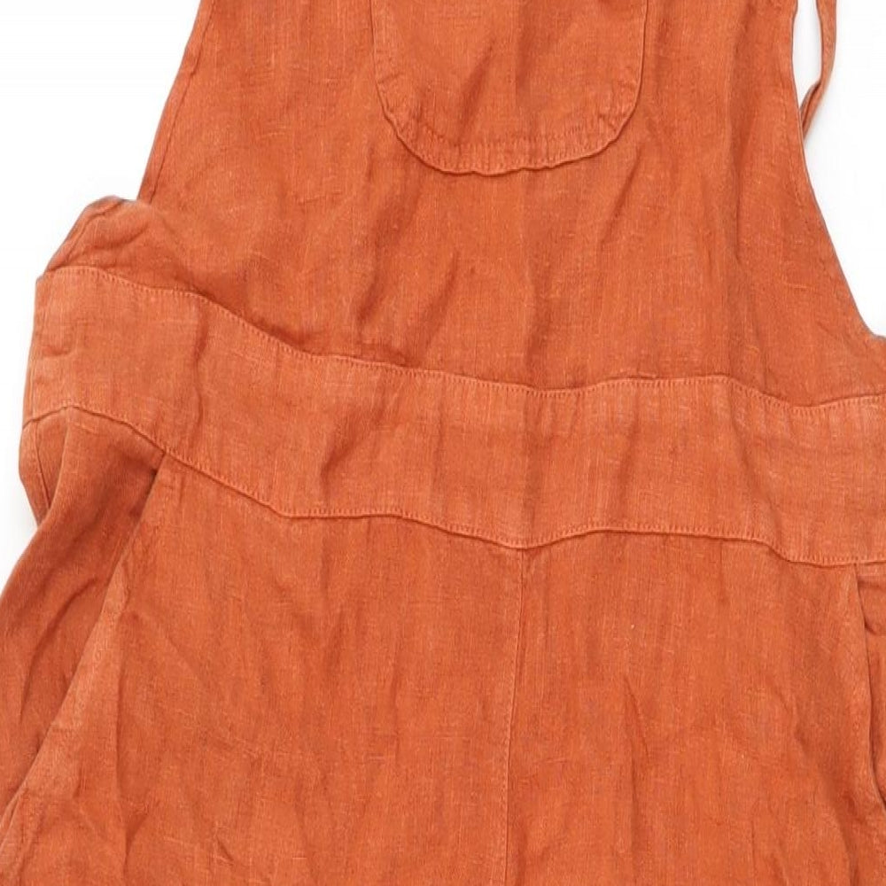 Clandestino Womens Orange Linen Jumpsuit One-Piece Size M L29 in Zip