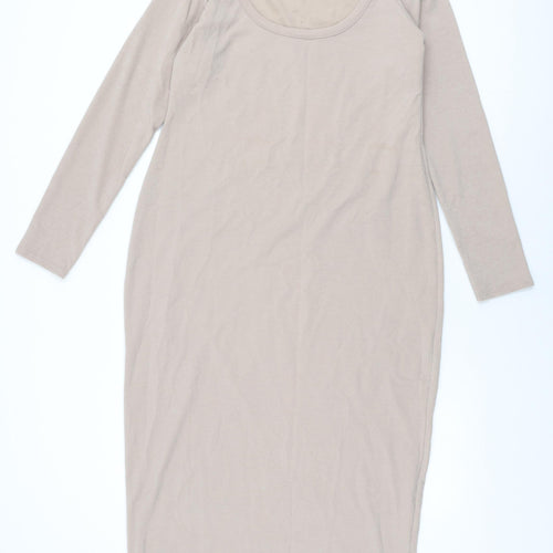 New Look Womens Beige Polyester Shift Size 18 Scoop Neck Pullover