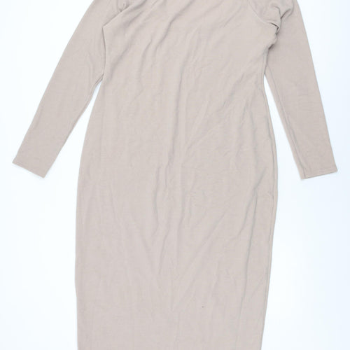 New Look Womens Beige Polyester Shift Size 18 Scoop Neck Pullover