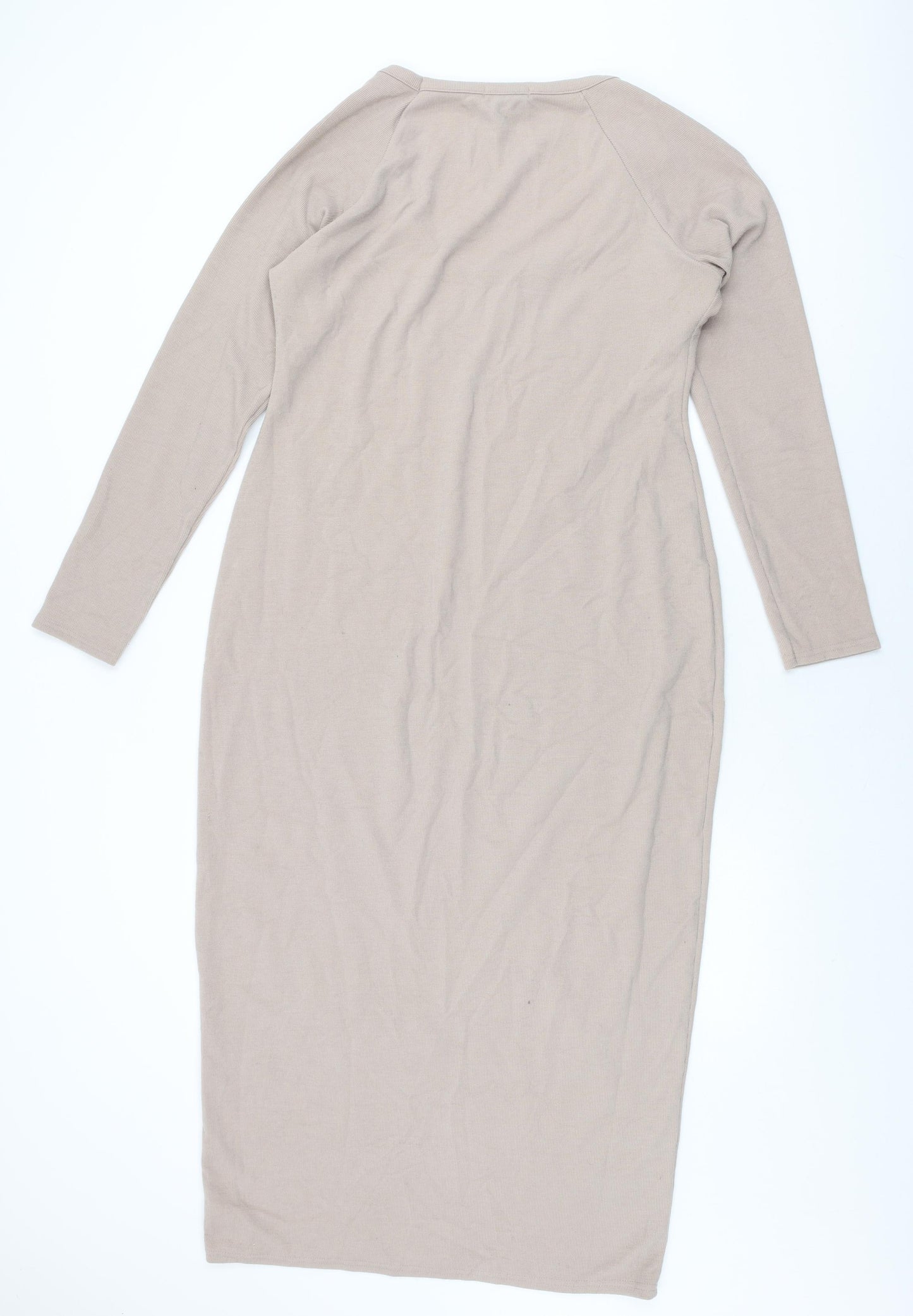 New Look Womens Beige Polyester Shift Size 18 Scoop Neck Pullover