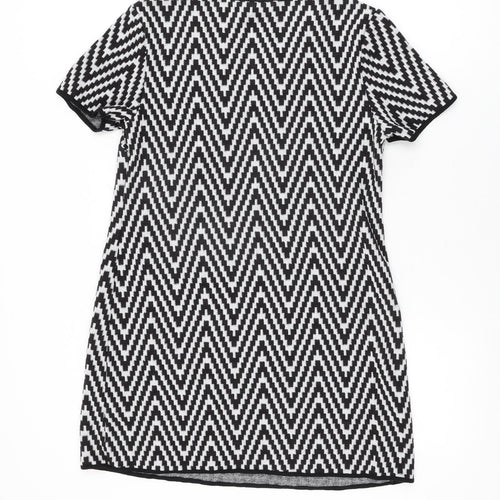 Dorothy Perkins Womens White Geometric Acrylic Shift Size 10 Round Neck Pullover