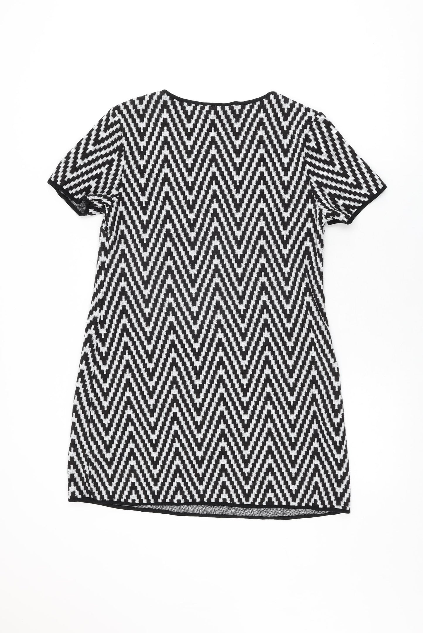 Dorothy Perkins Womens White Geometric Acrylic Shift Size 10 Round Neck Pullover