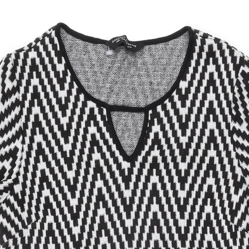 Dorothy Perkins Womens White Geometric Acrylic Shift Size 10 Round Neck Pullover