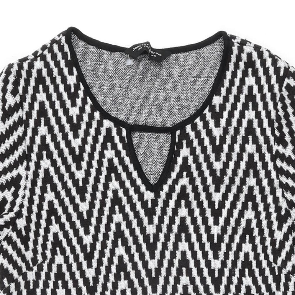 Dorothy Perkins Womens White Geometric Acrylic Shift Size 10 Round Neck Pullover