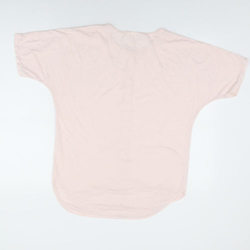 Yessica Womens Pink Cotton Basic Button-Up Size 10 Round Neck