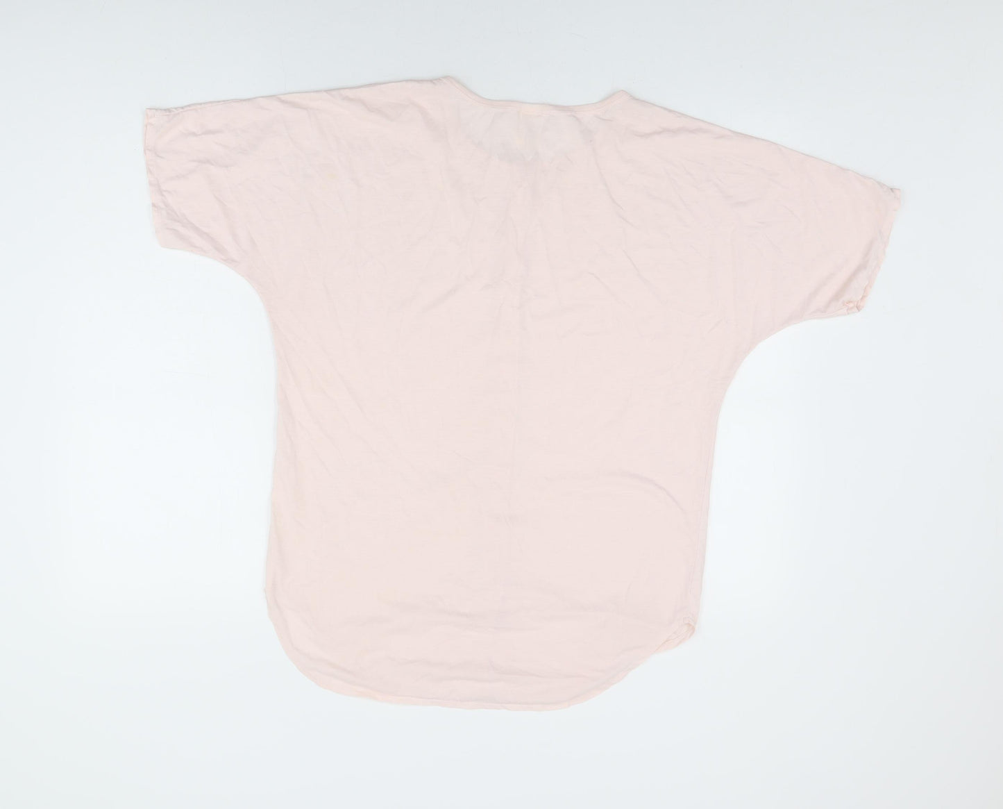 Yessica Womens Pink Cotton Basic Button-Up Size 10 Round Neck