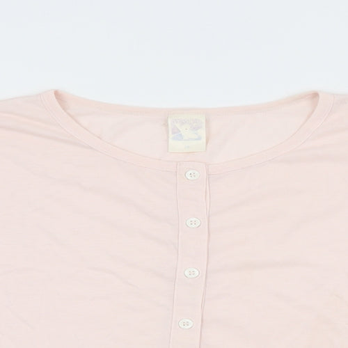 Yessica Womens Pink Cotton Basic Button-Up Size 10 Round Neck