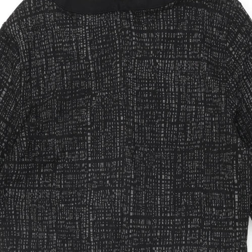 NEXT Womens Black Geometric Viscose Shift Size 14 Round Neck Zip