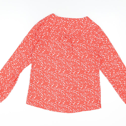 DOCKERS Womens Red Floral Polyester Basic Blouse Size S V-Neck