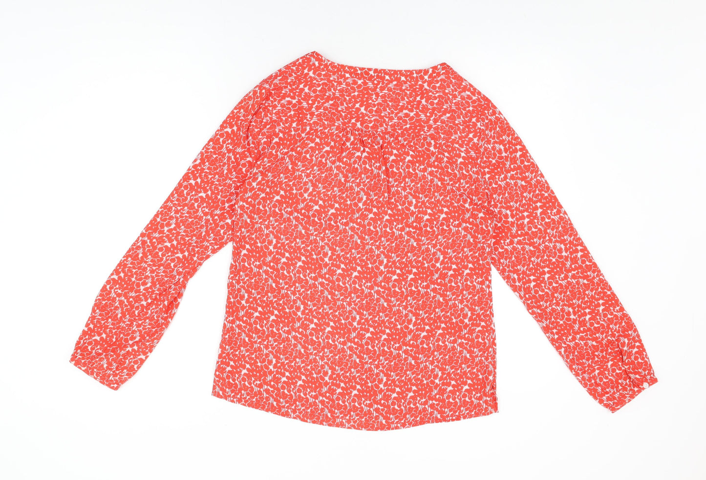 DOCKERS Womens Red Floral Polyester Basic Blouse Size S V-Neck