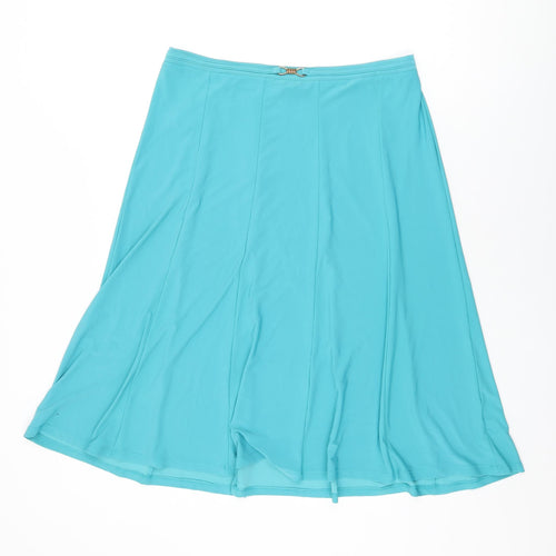 BM Collection Womens Blue Polyester Swing Skirt Size 14