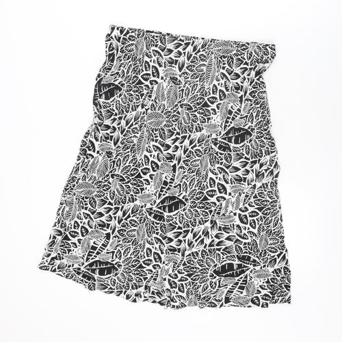 BM Womens Black Geometric Viscose Swing Skirt Size 16