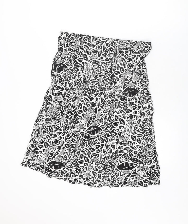 BM Womens Black Geometric Viscose Swing Skirt Size 16