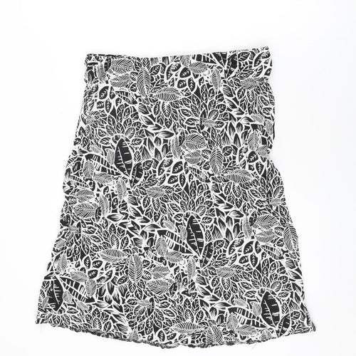 BM Womens Black Geometric Viscose Swing Skirt Size 16