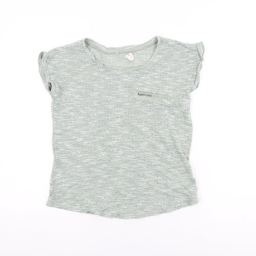New Look Womens Green Polyester Basic T-Shirt Size 12 Round Neck