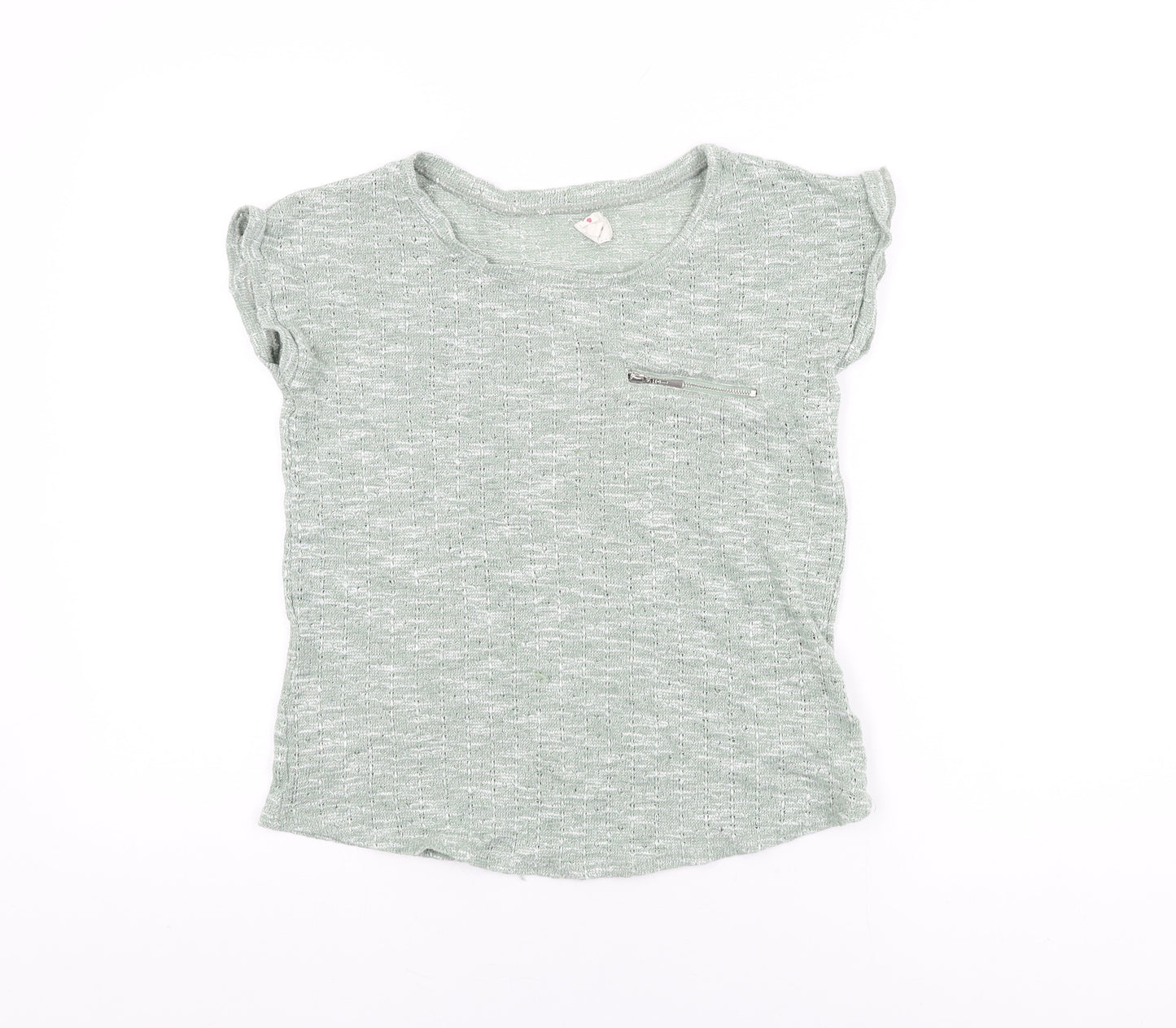 New Look Womens Green Polyester Basic T-Shirt Size 12 Round Neck