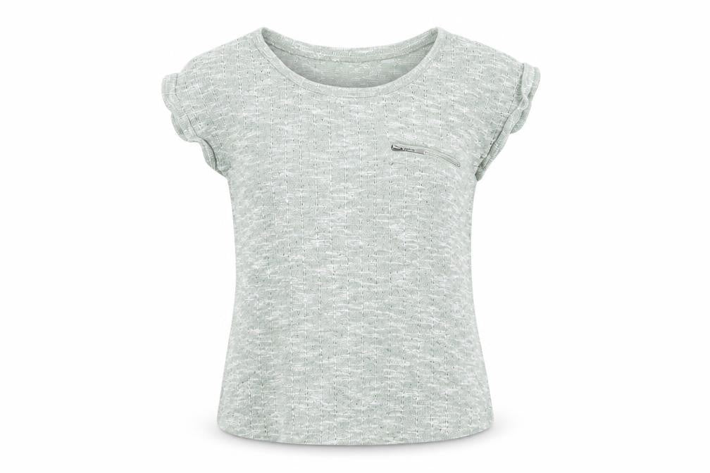 Front view of New Look women’s green polyester basic t-shirt, size UK 12, round neck