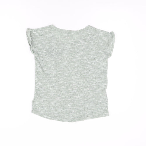 New Look Womens Green Polyester Basic T-Shirt Size 12 Round Neck