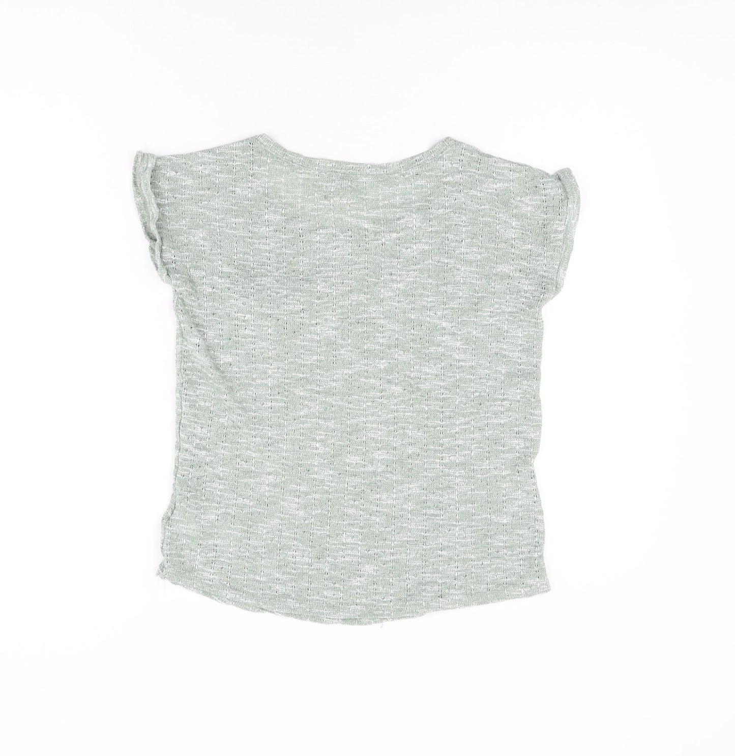 New Look Womens Green Polyester Basic T-Shirt Size 12 Round Neck