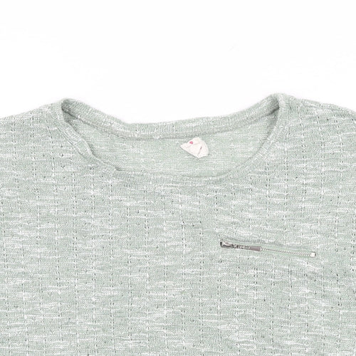 New Look Womens Green Polyester Basic T-Shirt Size 12 Round Neck