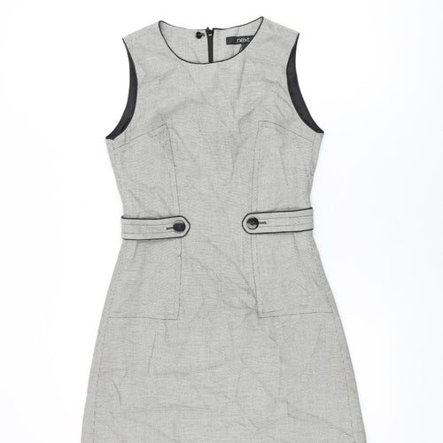 NEXT Womens Grey Polyester Shift Size 6 Round Neck Zip