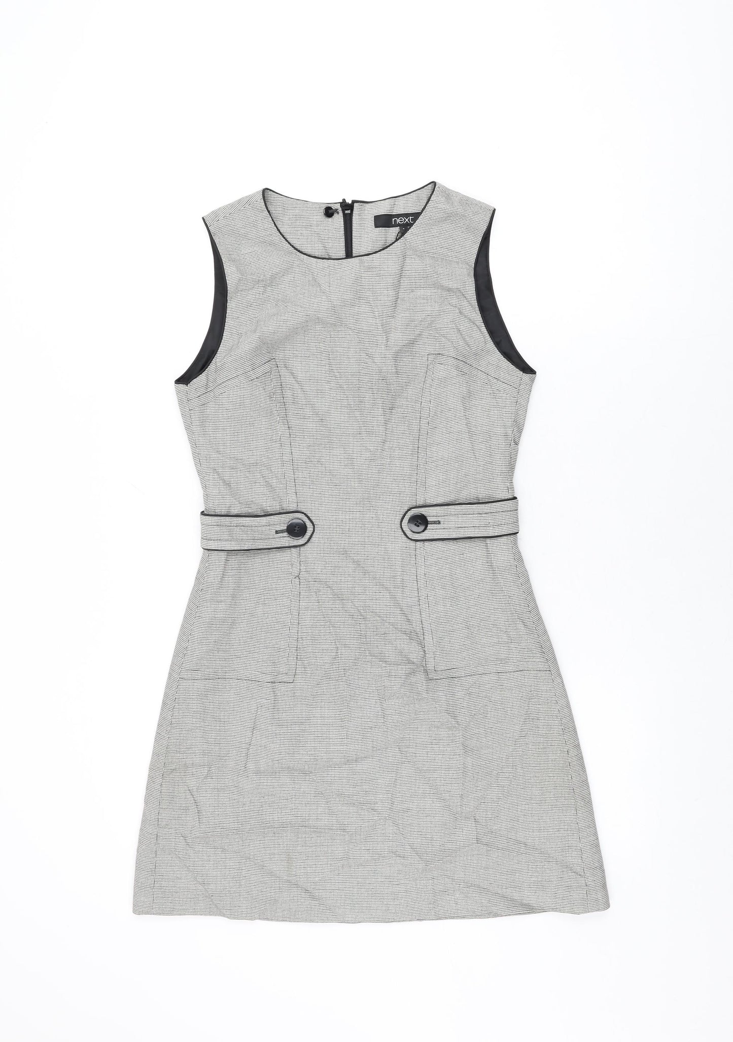 NEXT Womens Grey Polyester Shift Size 6 Round Neck Zip