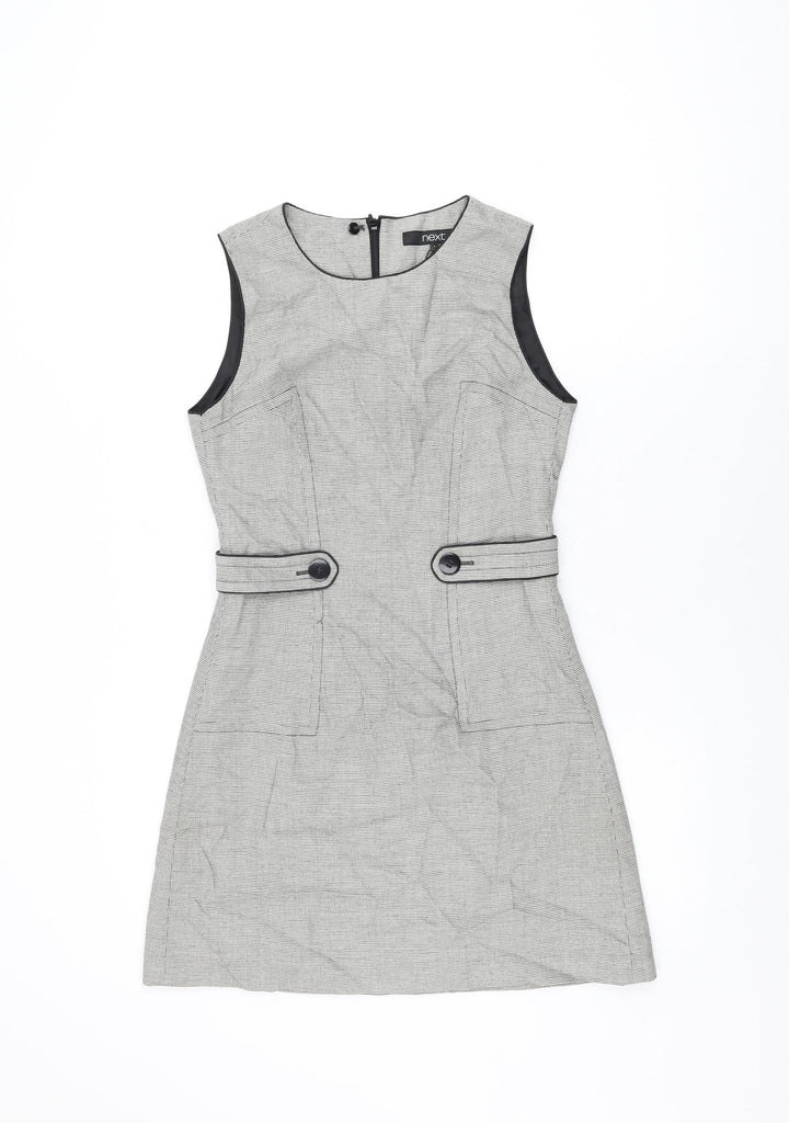 NEXT Womens Grey Polyester Shift Size 6 Round Neck Zip