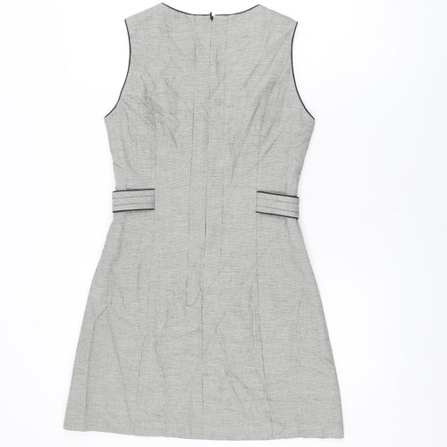 NEXT Womens Grey Polyester Shift Size 6 Round Neck Zip