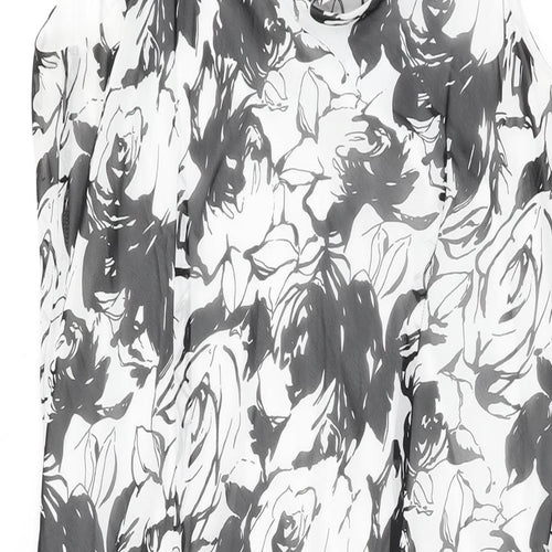 BHS Womens White Floral Polyester Shift Size 14 Cowl Neck Pullover