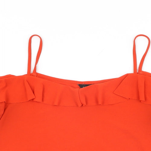 New Look Womens Red Polyester Basic T-Shirt Size 8 Off the Shoulder