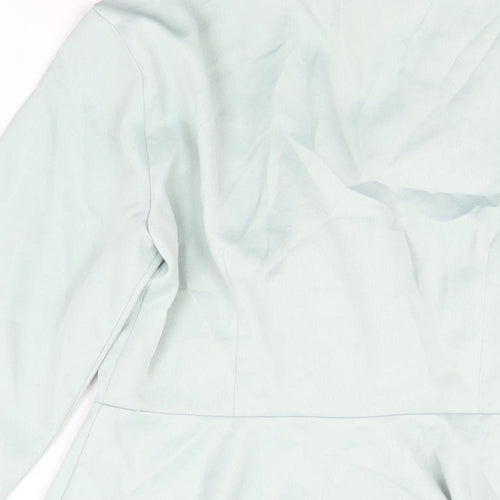 Topshop Womens Blue Polyester Basic Button-Up Size 8 V-Neck