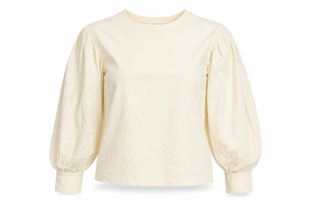 Front view of River Island women’s ivory cotton basic t-shirt, size UK 6, round neck