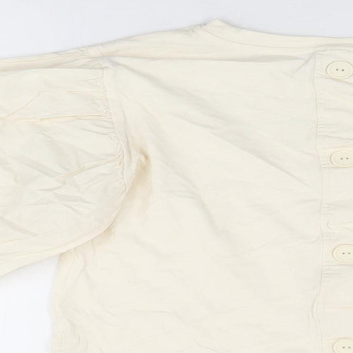 River Island Womens Ivory Cotton Basic T-Shirt Size 6 Round Neck