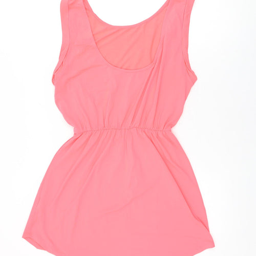 H&M Womens Pink Polyester Mini Size 14 Round Neck Pullover