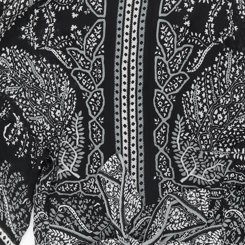 Punt Roma Womens Black Floral Polyester Shift Size 12 Round Neck Zip