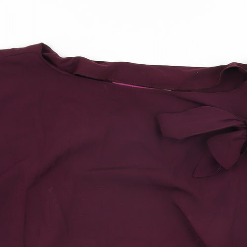 Miss Bennett Womens Purple Polyester Basic Blouse Size S Round Neck
