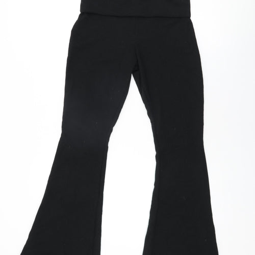 Boohoo Womens Black Polyester Trousers Size 10 L32 in Regular