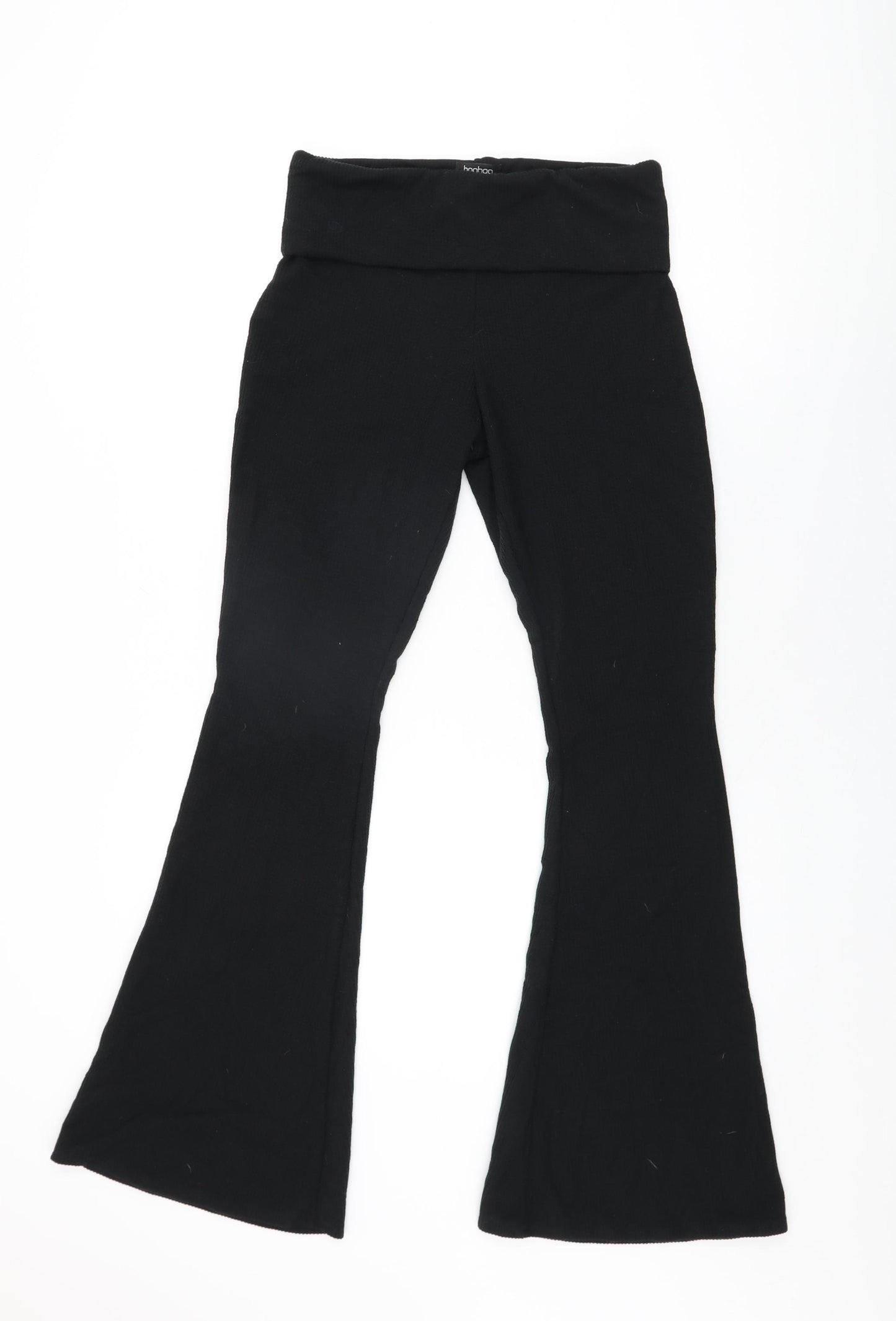 Boohoo Womens Black Polyester Trousers Size 10 L32 in Regular