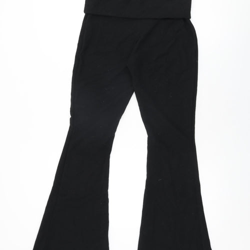 Boohoo Womens Black Polyester Trousers Size 10 L32 in Regular