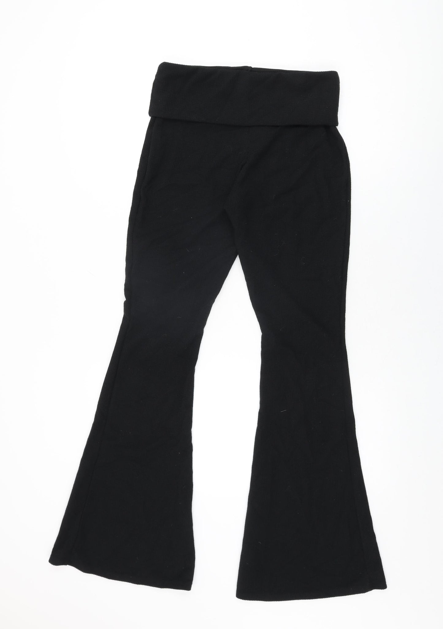 Boohoo Womens Black Polyester Trousers Size 10 L32 in Regular