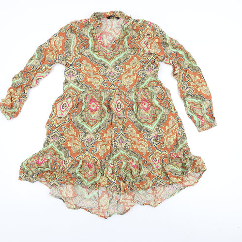 Only Womens Multicoloured Geometric Viscose Shift Size 6 V-Neck Pullover