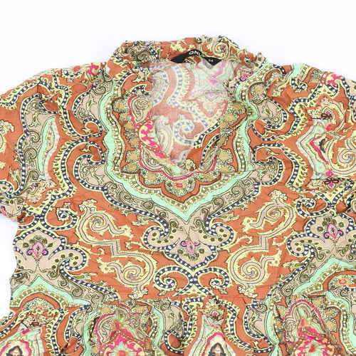 Only Womens Multicoloured Geometric Viscose Shift Size 6 V-Neck Pullover