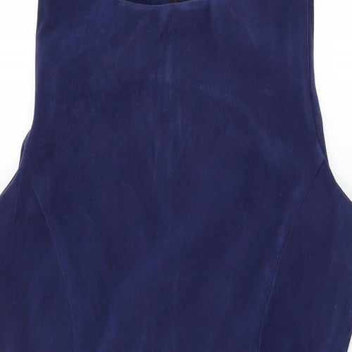 New Look Womens Blue Polyester Bodycon Size 14 Round Neck Zip