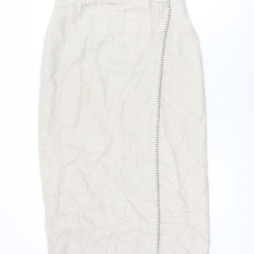 Lakeland Womens Beige Viscose Wrap Skirt Size 16 Zip
