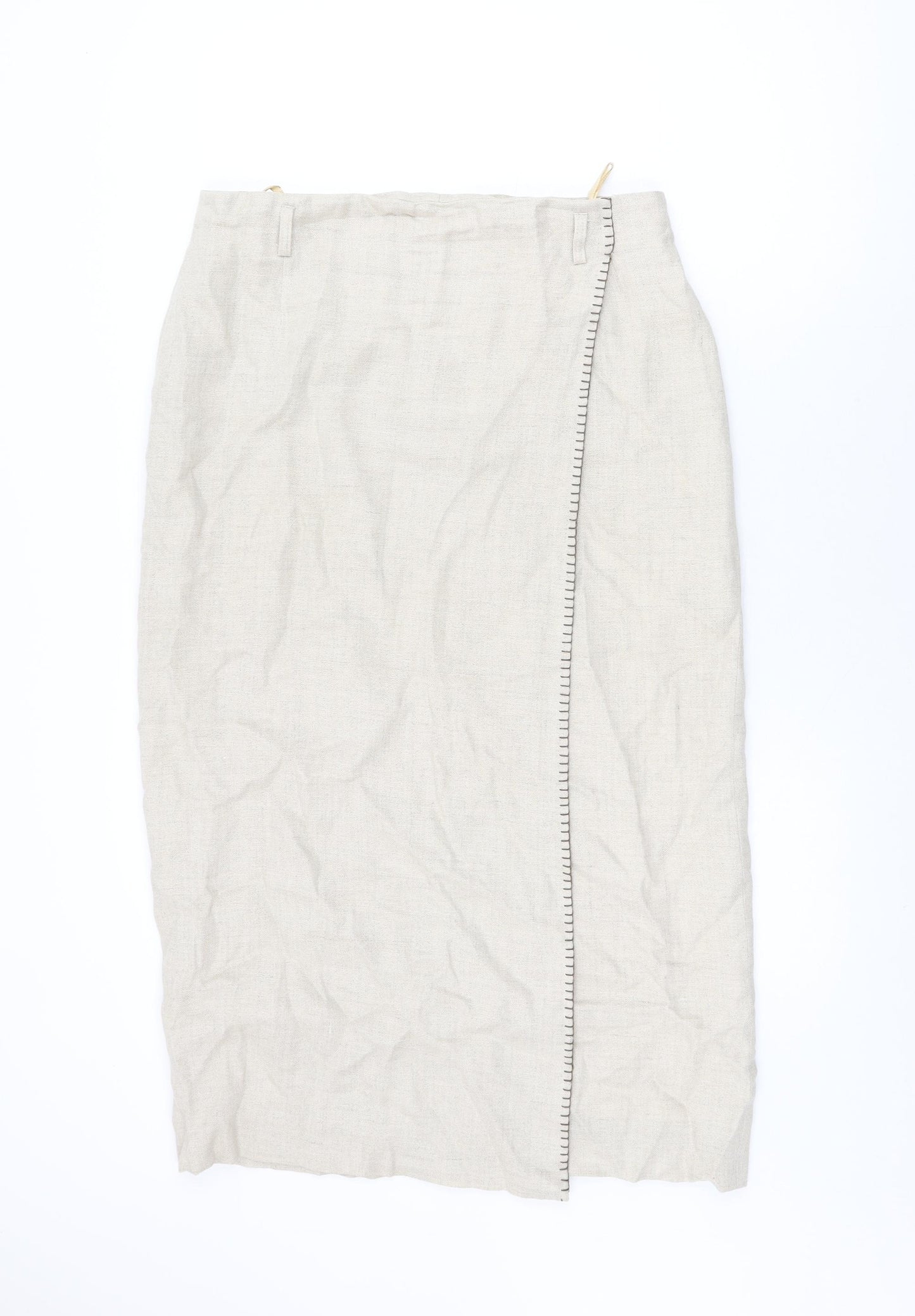Lakeland Womens Beige Viscose Wrap Skirt Size 16 Zip